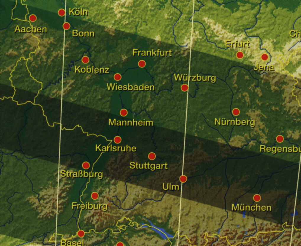 Kernschatten der Sonnenfinsternis am 11.8.99 in Süddeutschland